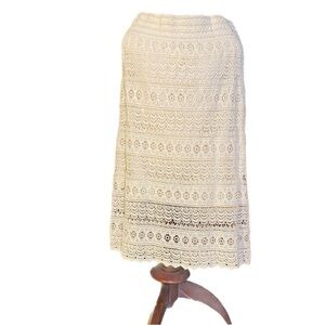 Maurices Crochet Lace Skirt Pull-on Straight 100% Cotton w/ Poly Lining Women 16